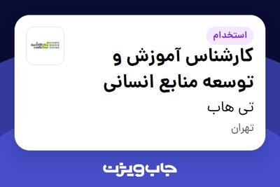  استخدام کارشناس آموزش و توسعه منابع انسانی در تی هاب