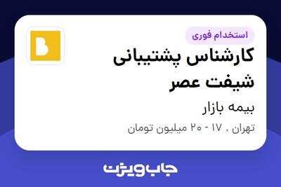  استخدام کارشناس پشتیبانی شیفت عصر - آقا در بیمه بازار