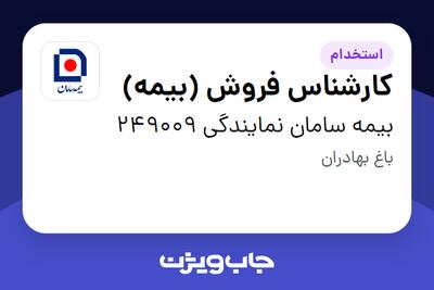  استخدام کارشناس فروش (بیمه) در بیمه سامان نمایندگی 249009