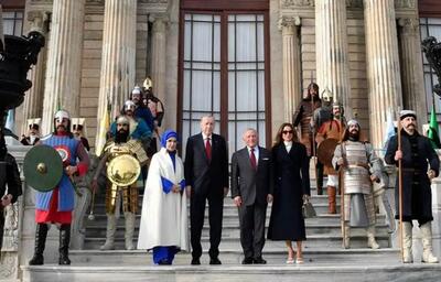  مراسم استقبال همسر اردوغان از ملکه اردن + عکس