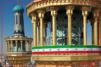  نصب پرچم ایران در صحن‌‌های حرم مطهر رضوی