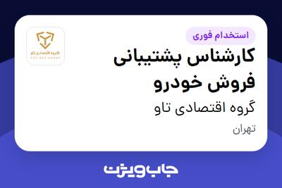  استخدام کارشناس پشتیبانی فروش خودرو در گروه اقتصادی تاو