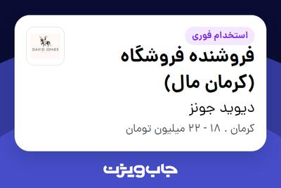  استخدام فروشنده فروشگاه (کرمان مال) در دیوید جونز