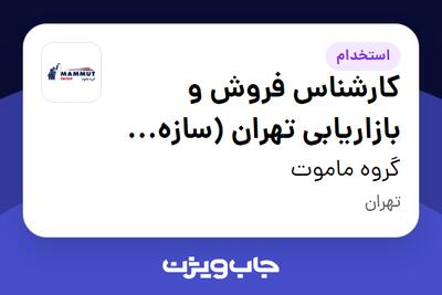  استخدام کارشناس فروش و بازاریابی تهران (سازه پوشش ماموت) در گروه ماموت