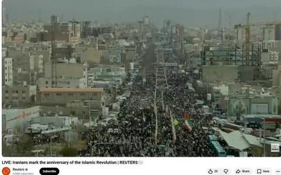  ببینید| رویترز درحال پخش زنده حضور پرشور مردم ایران در راهپیمایی ۲۲ بهمن