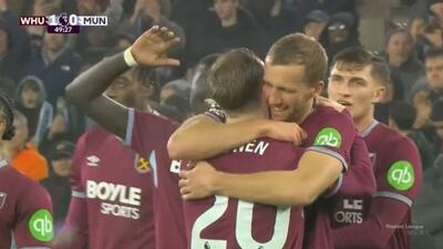  گل اول وستهم یونایتد به منچستریونایتد (توماس سوچک)