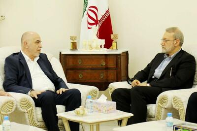  تأکید لاریجانی و مقام حماس بر تداوم حمایت از فلسطین و مخالفت با هرگونه تجاوز به ایران