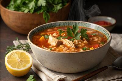  آموزش آشپزی / طرز تهیه سوپ جو پوست کنده با مرغ خوشمزه و غلیظ