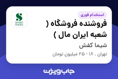  استخدام فروشنده فروشگاه ( شعبه ایران مال ) در شیما کفش