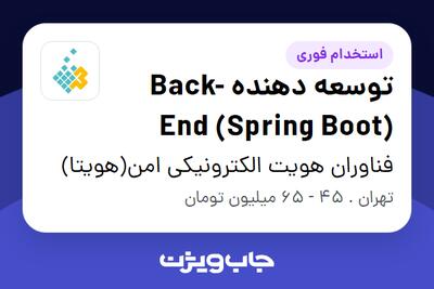  استخدام توسعه دهنده Back-End (Spring Boot) در فناوران هویت الکترونیکی امن(هویتا)