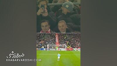  ویدیو| واکنش دیدنی پدر هالند به گل پیروزی بخش او در آنفیلد