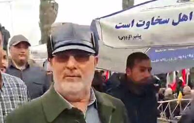  فیلم/ حضور سرلشکر پاکپور در راهپیمایی ۲۲ بهمن