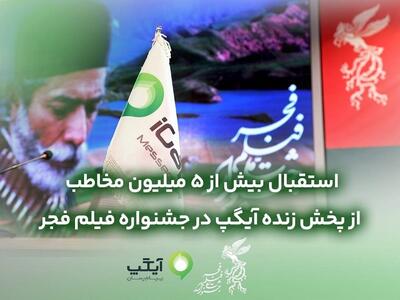  استقبال بیش از ۵میلیون مخاطب از پخش زنده آیگپ در جشنواره فیلم فجر