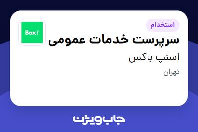  استخدام سرپرست خدمات عمومی در اسنپ باکس