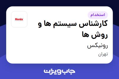  استخدام کارشناس سیستم ها و روش ها در رونیکس