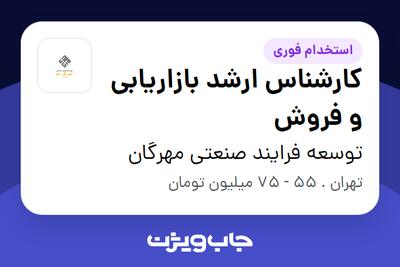  استخدام کارشناس ارشد بازاریابی و فروش - آقا در توسعه فرایند صنعتی مهرگان