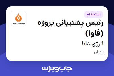  استخدام رئیس پشتیبانی پروژه (فاوا) در انرژی دانا