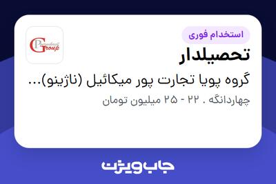  استخدام تحصیلدار - آقا در گروه پویا تجارت پور میکائیل (ناژینو)(کارخانه)
