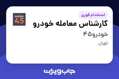  استخدام کارشناس معامله‌ خودرو در خودرو45