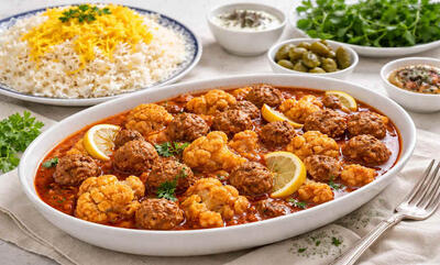  طرز تهیه خورش گل کلم با کوفته قلقلی؛ خوشمزه و ساده