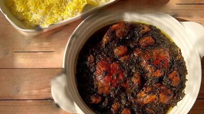  آموزش پخت خورش آلو اسفناج با مرغ به سبک ایرانی مجلسی