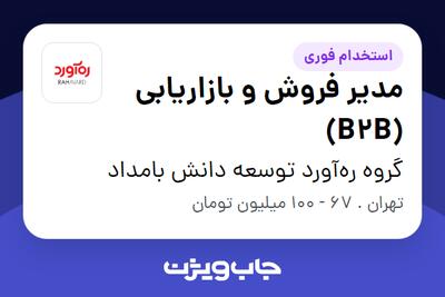 استخدام مدیر فروش و بازاریابی (B2B) در گروه ره‌آورد توسعه دانش بامداد