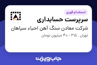  استخدام سرپرست حسابداری - آقا در شرکت معادن سنگ آهن احیاء سپاهان