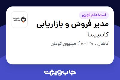  استخدام مدیر فروش و بازاریابی در کاسپیسا
