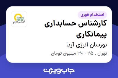  استخدام کارشناس حسابداری پیمانکاری در نورسان انرژی آریا