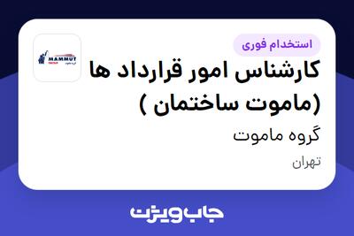  استخدام کارشناس امور قرارداد ها  (ماموت ساختمان ) - آقا در گروه ماموت