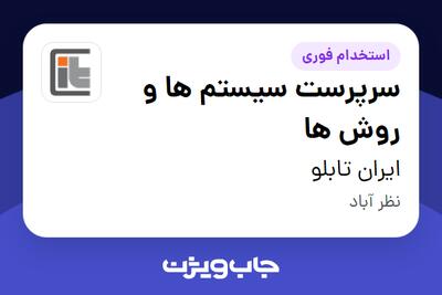  استخدام سرپرست سیستم ها و روش ها در ایران تابلو