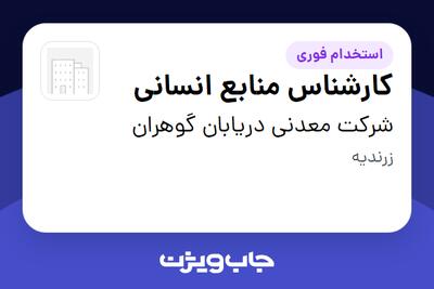  استخدام کارشناس منابع انسانی - آقا در شرکت معدنی دریابان گوهران
