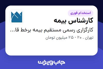  استخدام کارشناس بیمه در کارگزاری رسمی مستقیم بیمه برخط قاموس