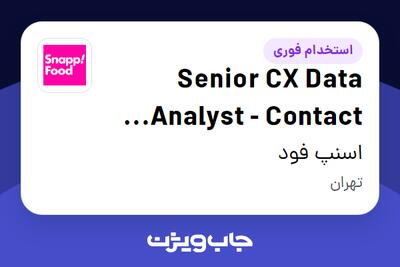  استخدام Senior CX Data Analyst - Contact Center در اسنپ فود