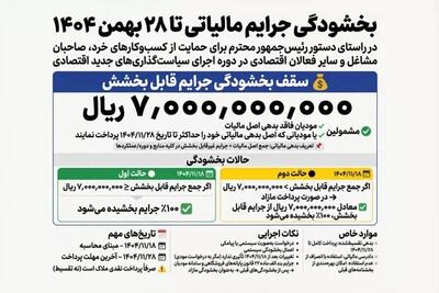  حمایت مالیاتی از فعالان اقتصادی؛ بخشودگی جرایم تا ۷ میلیارد ریال