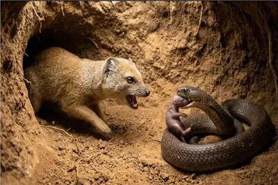  مستند حیات وحش؛ مانگوس برای حراست از فرزند مار را به خون خوابوند