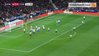  میلی‌متری! رد شدن گل پائو کوبارسی به اتلتیکو مادرید به دلیل آفساید (اتلتیکو مادرید 4-0 بارسلونا)