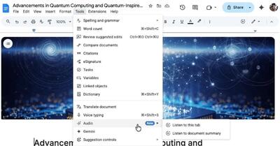  گوگل داکس با قابلیت خلاصه‌سازی صوتی جمنای، بهره‌وری را افزایش می‌دهد