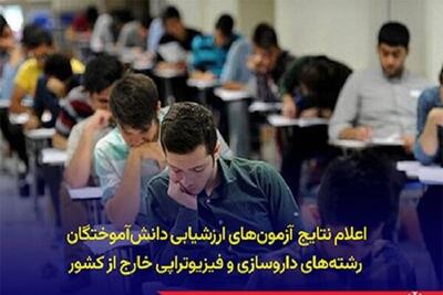  نتایج آزمون‌های ارزشیابی دانش‌آموختگان رشته‌های داروسازی و فیزیوتراپی خارج از کشور منتشر شد