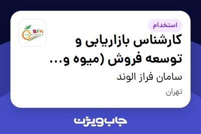  استخدام کارشناس بازاریابی و توسعه فروش (میوه و صیفی جات) - آقا در سامان فراز الوند