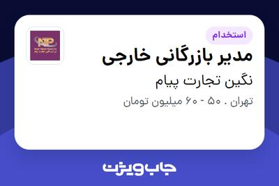  استخدام مدیر بازرگانی خارجی در نگین تجارت پیام
