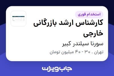  استخدام کارشناس ارشد بازرگانی خارجی - خانم در سورنا سیلندر کبیر