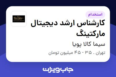  استخدام کارشناس ارشد دیجیتال مارکتینگ در سیما کالا پویا