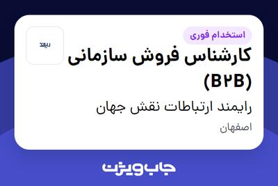  استخدام کارشناس فروش سازمانی (B2B) در رایمند ارتباطات نقش جهان