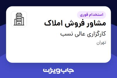  استخدام مشاور فروش املاک در کارگزاری عالی نسب