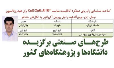  انتخاب طرح هیات علمی دانشگاه شهرکرد به‌عنوان طرح برگزیده دانشگاه‌ها و پژوهشگاه‌های کشور