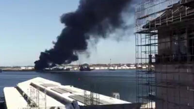 فیلم / آتش‌سوزی در بزرگترین پالایشگاه نفت کوبا