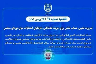  ضرورت تعیین حساب بانکی هزینه انتخاباتی داوطلبان انتخابات میان‌دوره‌ای مجلس