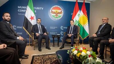  دیدار بارزانی و الشیبانی در مونیخ با محوریت تحولات سوریه - تحولات جهان اسلام