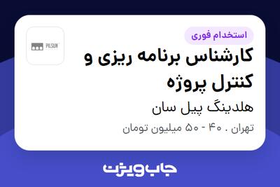  استخدام کارشناس برنامه ریزی و کنترل پروژه در هلدینگ پیل سان